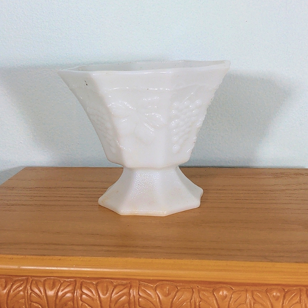 Anchor Hocking Milk Glass Pedestal Vase